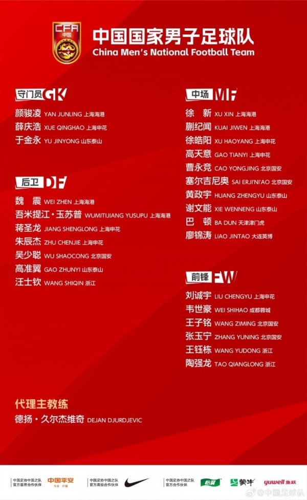粤友配资 国足名单俱乐部分布: 申花6人最多, 国安、海港5人 , 泰山4人